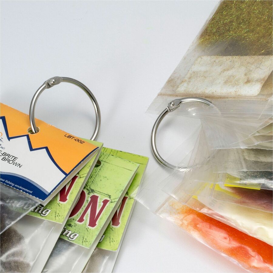 Officemate Loose-Leaf Book Rings - 1.5" Diameter - Silver - Metal - 100 / Box