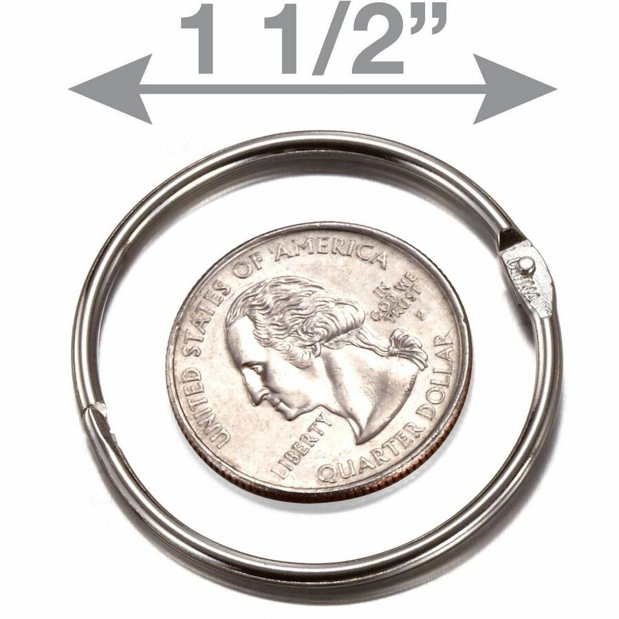 Officemate Loose-Leaf Book Rings - 1.5" Diameter - Silver - Metal - 100 / Box