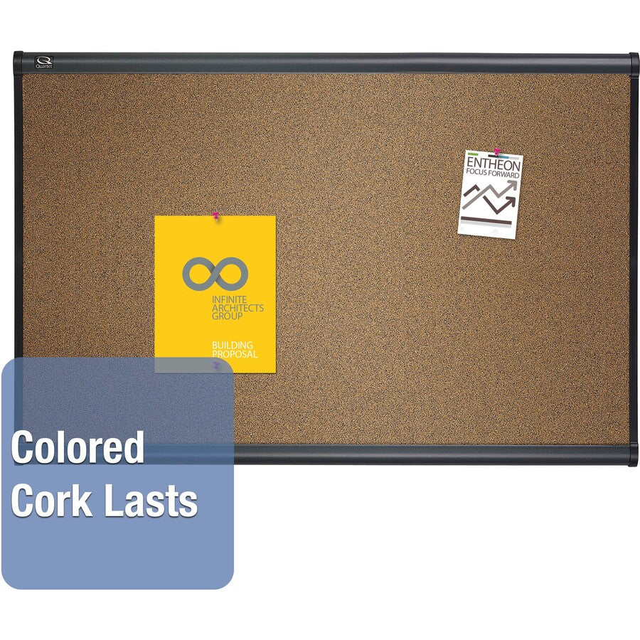 Quartet Prestige Bulletin Board - 48" Board Height x 72" Board Width - Brown Cork Surface - Self-healing, Durable - Graphite Frame - 1 Each