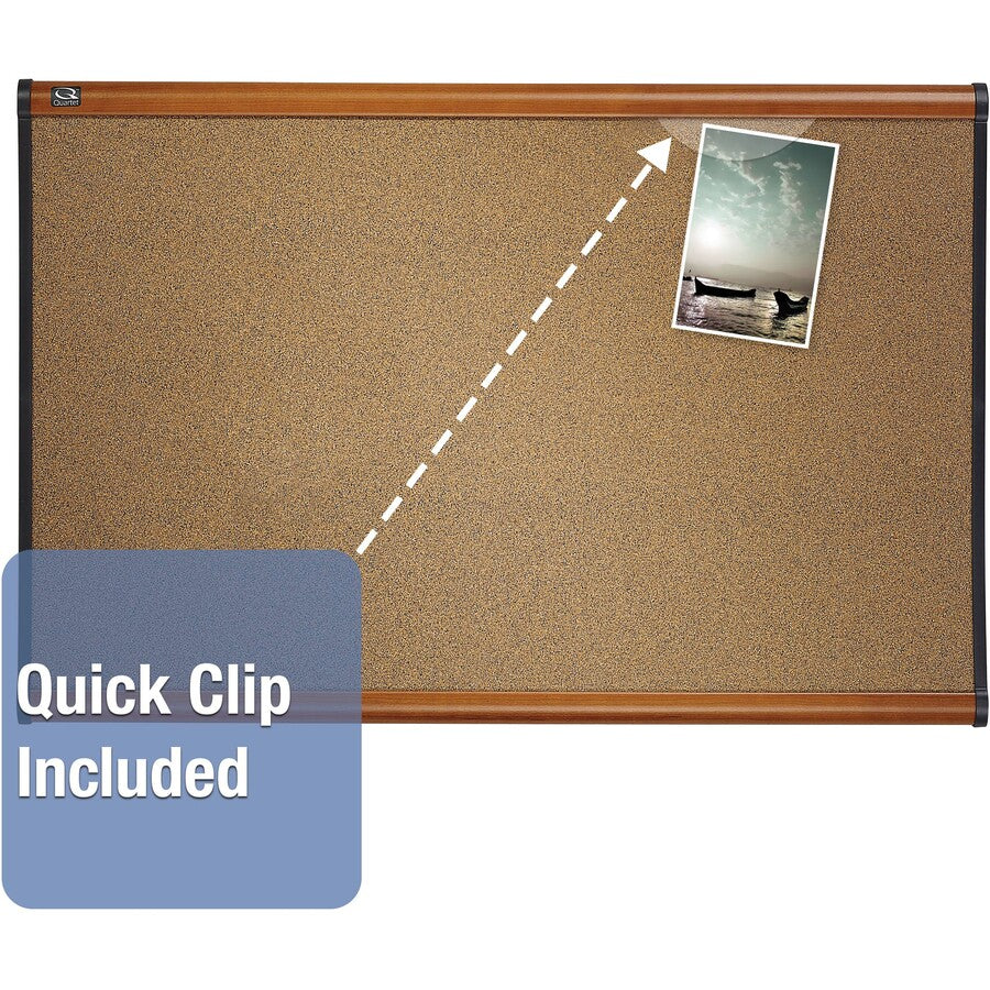 Quartet Prestige Bulletin Board - 48" Board Height x 72" Board Width - Brown Cork Surface - Self-healing, Durable - Light Cherry Frame - 1 Each
