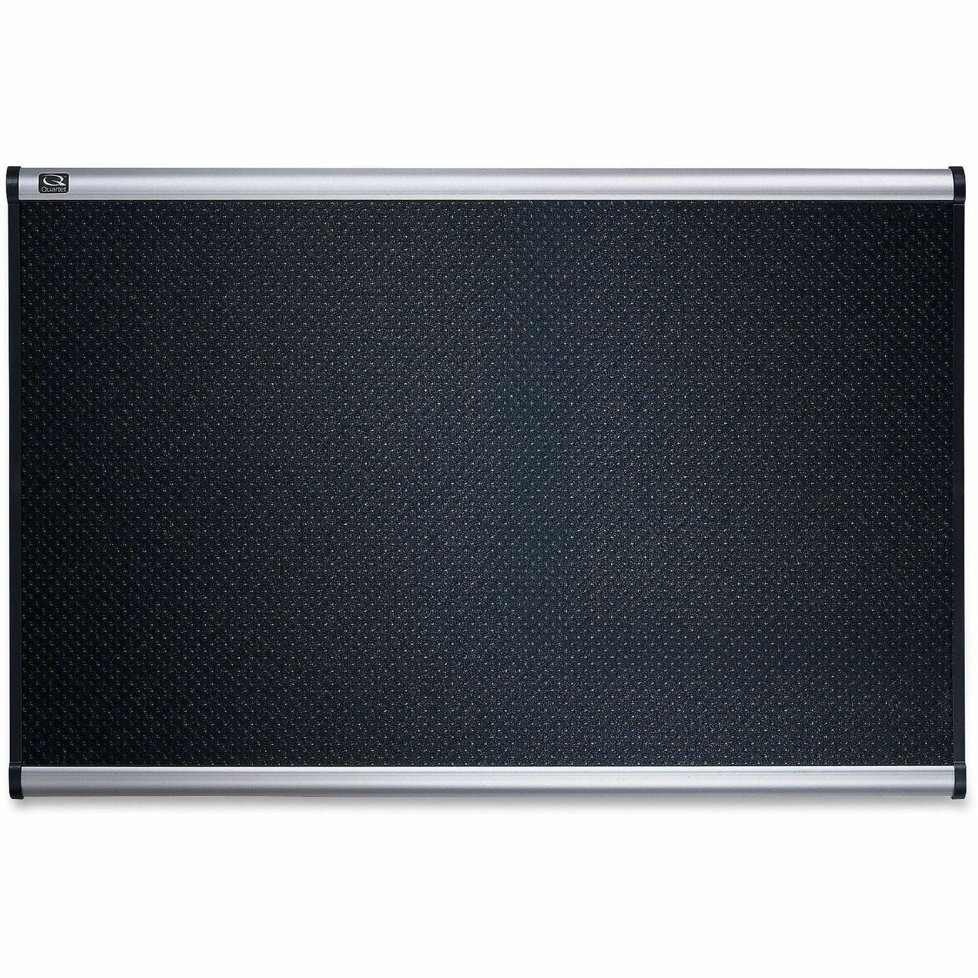 Quartet Prestige Embossed Bulletin Board - 24" Board Height x 36" Board Width - Black Foam Surface - Self-healing - Silver Aluminum Frame - 1 Each