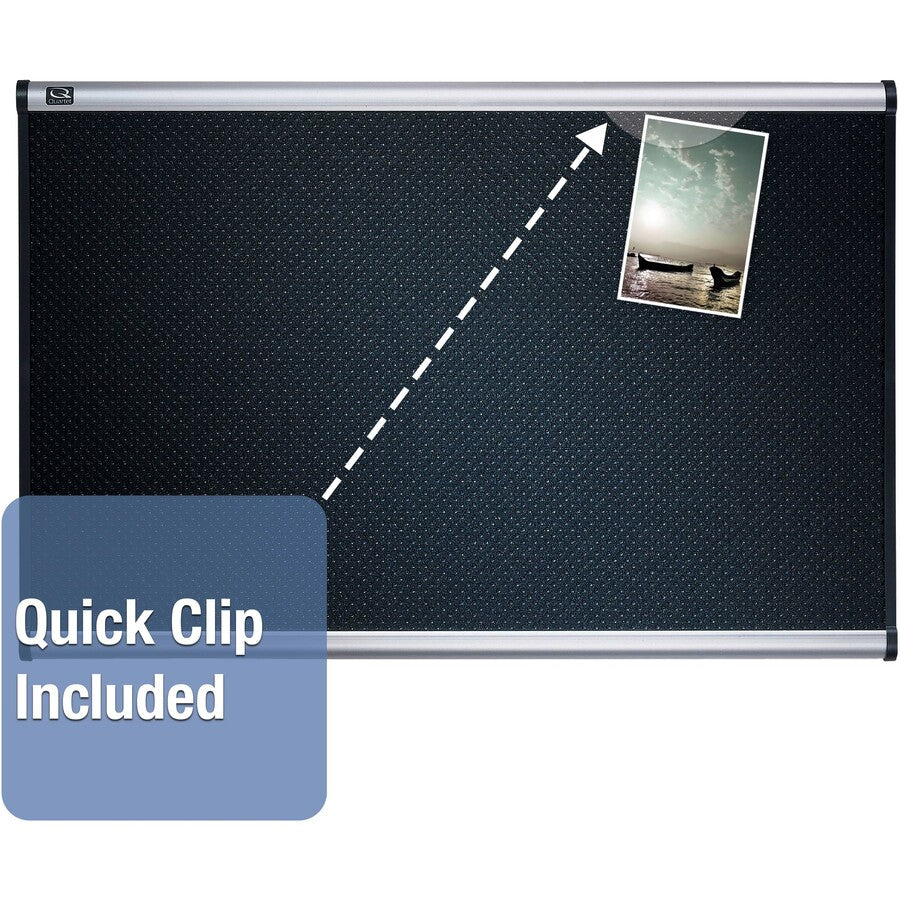 Quartet Prestige Embossed Bulletin Board - 24" Board Height x 36" Board Width - Black Foam Surface - Self-healing - Silver Aluminum Frame - 1 Each