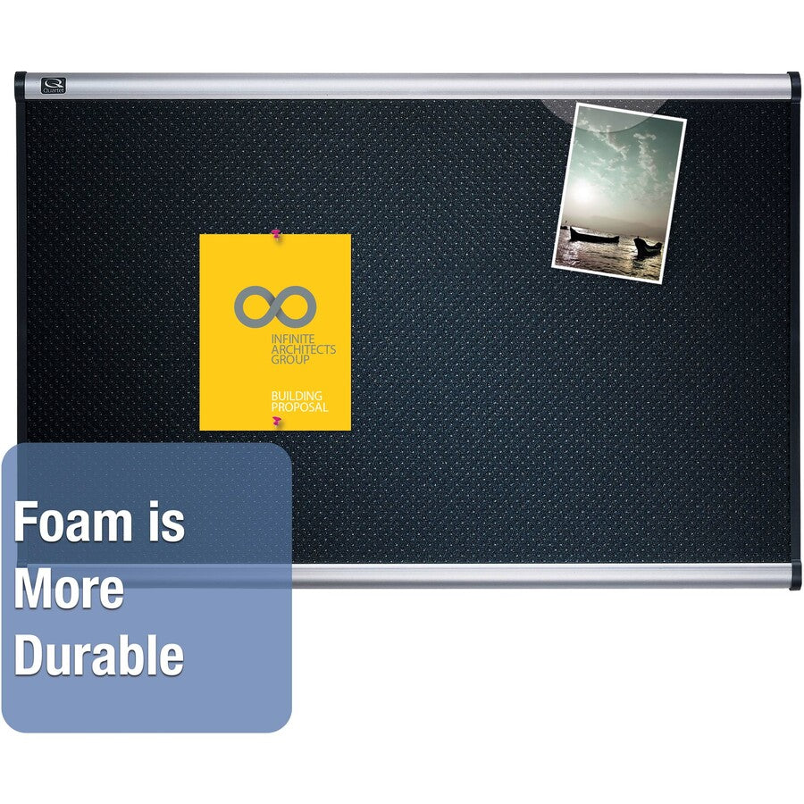 36" Board Height x 48" Board Width - Black Foam Surface - Self-healing - Silver Aluminum Frame - 1 Each