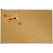 Quartet Bulletin Board - 48" Board Height x 96" Board Width - Brown Natural Cork Surface - Silver Aluminum Frame - 1 Each