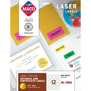 Round - 2.50" Diameter - Self-adhesive, Permanent - Gold - 300 / Pack