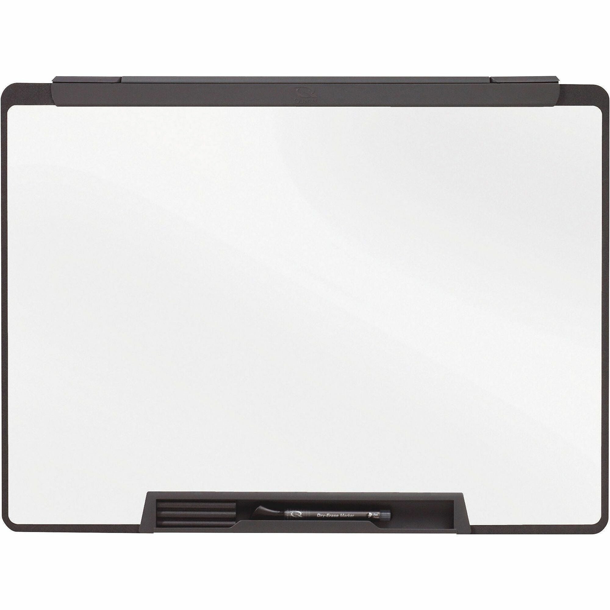Quartet Motion Cubicle Whiteboard - 24" (2 ft) Width x 18" (1.5 ft) Height - White Melamine Surface - Black Plastic Frame - 1 Each