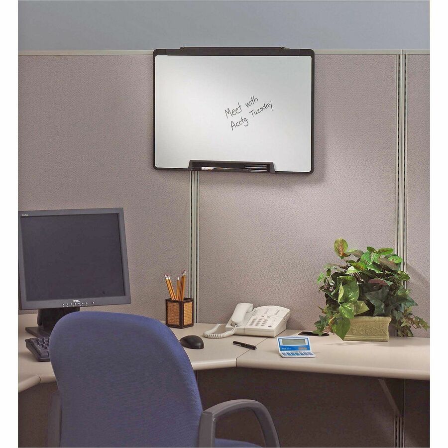 Quartet Motion Cubicle Whiteboard - 24" (2 ft) Width x 18" (1.5 ft) Height - White Melamine Surface - Black Plastic Frame - 1 Each