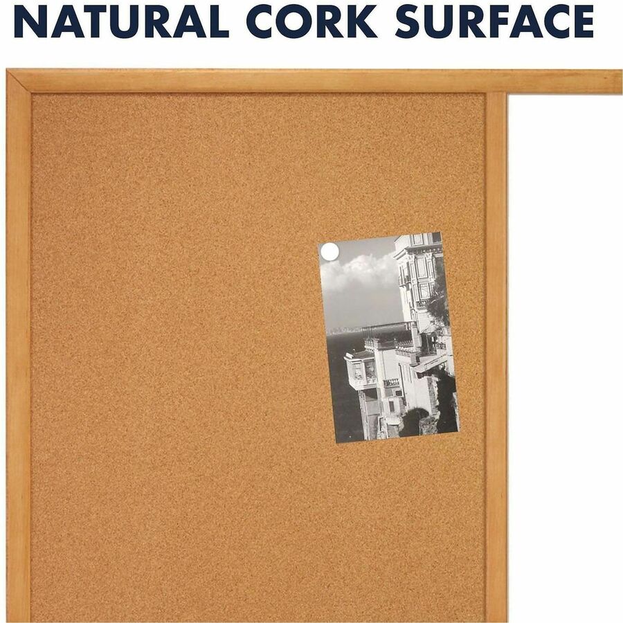 Quartet Standard Combination Whiteboard/Cork Bulletin Board - 36" (3 ft) Width x 24" (2 ft) Height - White Melamine Surface - Oak Frame - Rectangle - Horizontal/Vertical - 1 Each