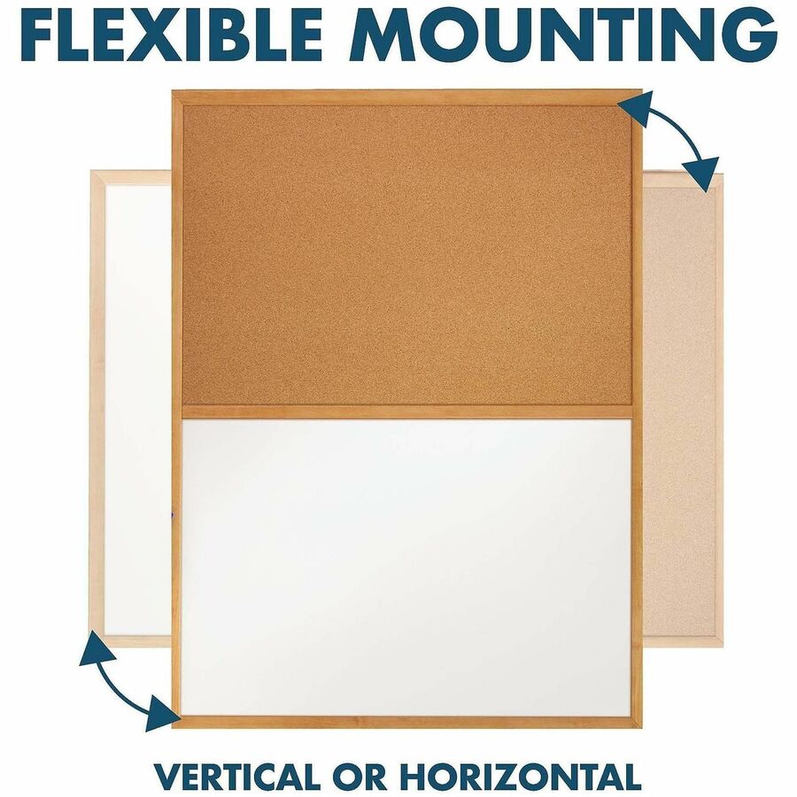 Quartet Standard Combination Whiteboard/Cork Bulletin Board - 48" (4 ft) Width x 36" (3 ft) Height - White Melamine Surface - Oak Frame - Rectangle - Horizontal/Vertical - 1 Each