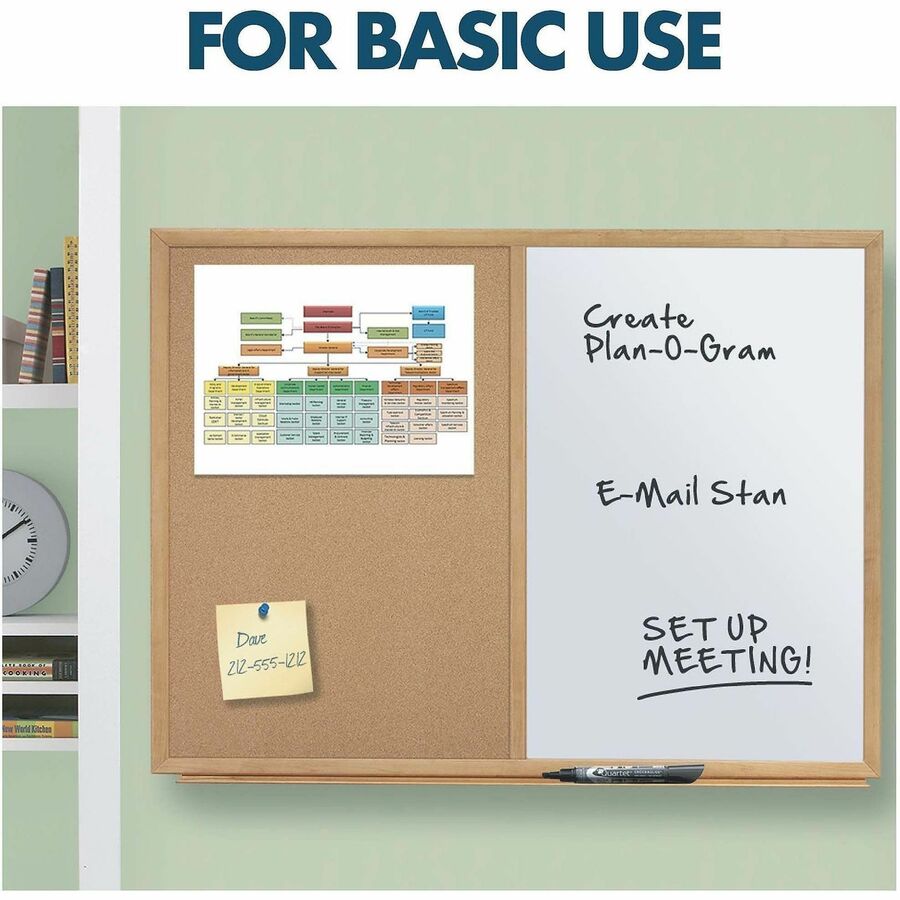 Quartet Standard Combination Whiteboard/Cork Bulletin Board - 48" (4 ft) Width x 36" (3 ft) Height - White Melamine Surface - Oak Frame - Rectangle - Horizontal/Vertical - 1 Each