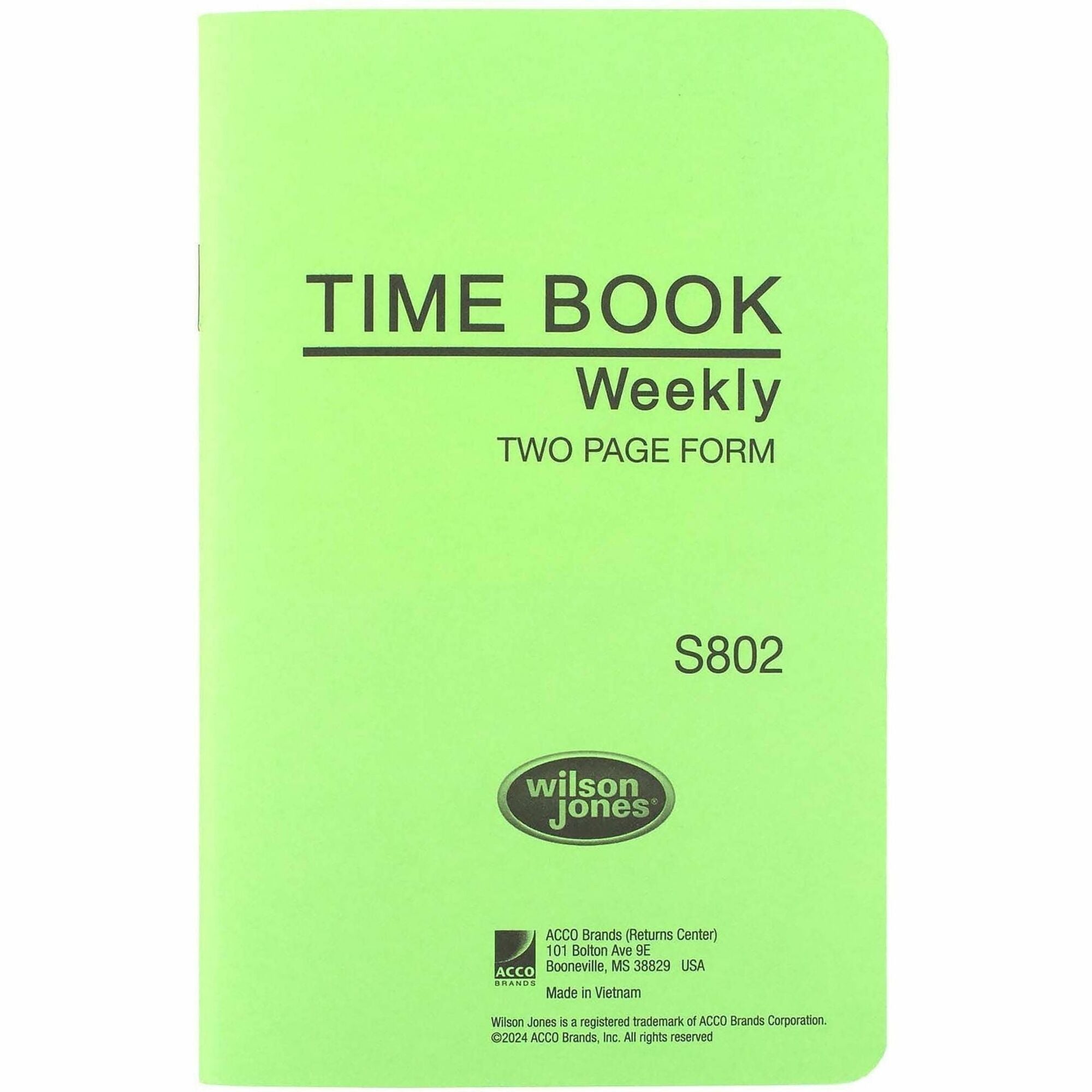 Cloth Bound - 4.13" x 6.75" Sheet Size - White Sheet(s) - Green Cover - 1 Each