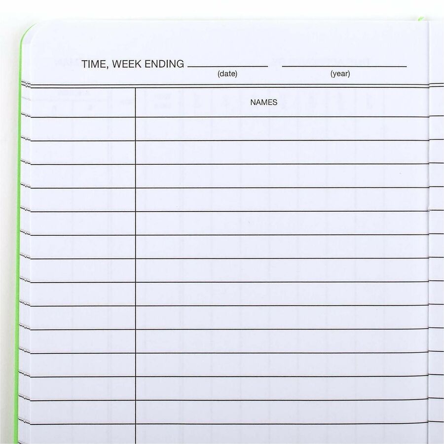 Cloth Bound - 4.13" x 6.75" Sheet Size - White Sheet(s) - Green Cover - 1 Each