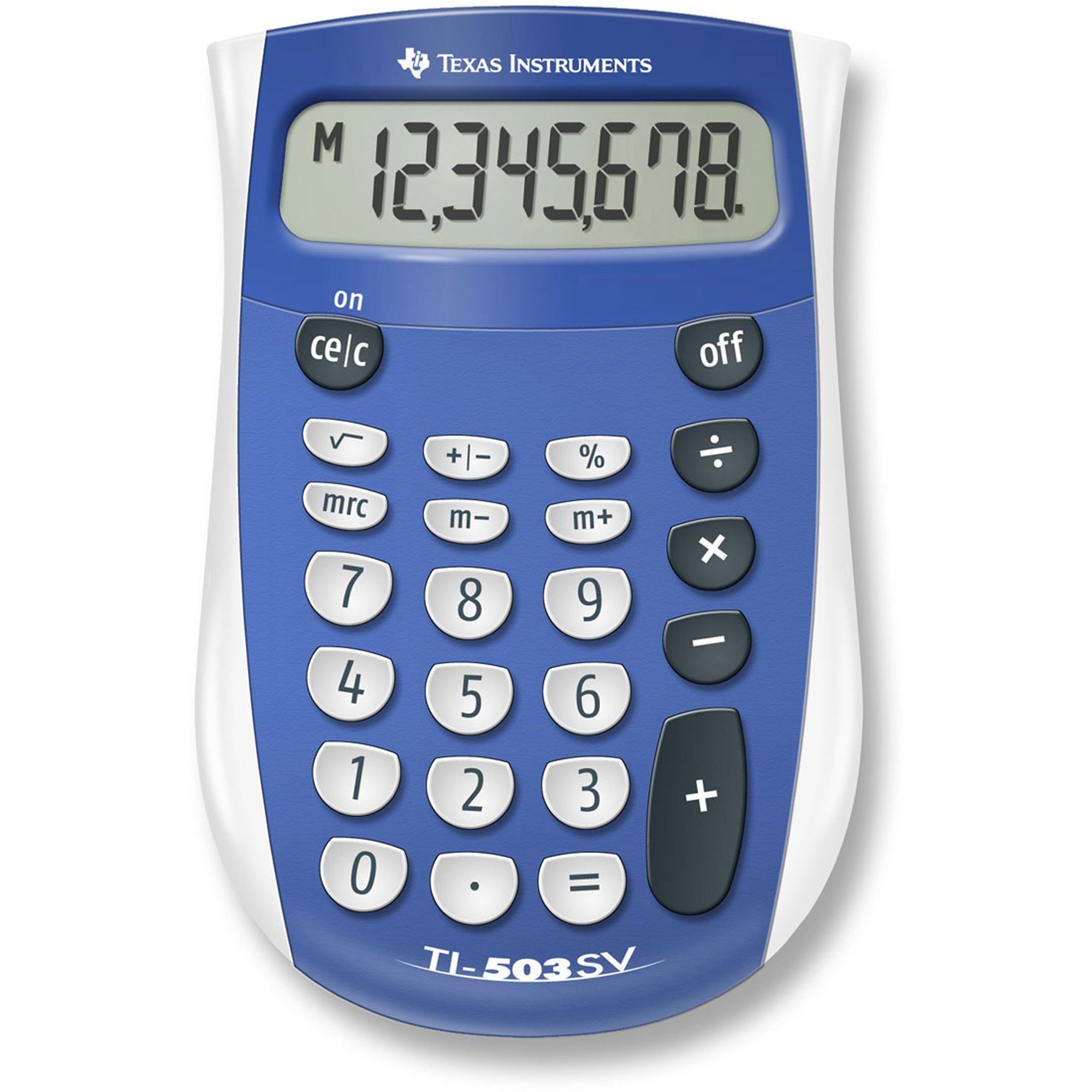 8 Digits - LCD - Battery Powered - 0.7" Height x 3.1" Width x 4.8" Depth - Blue, Gray - 1 Each