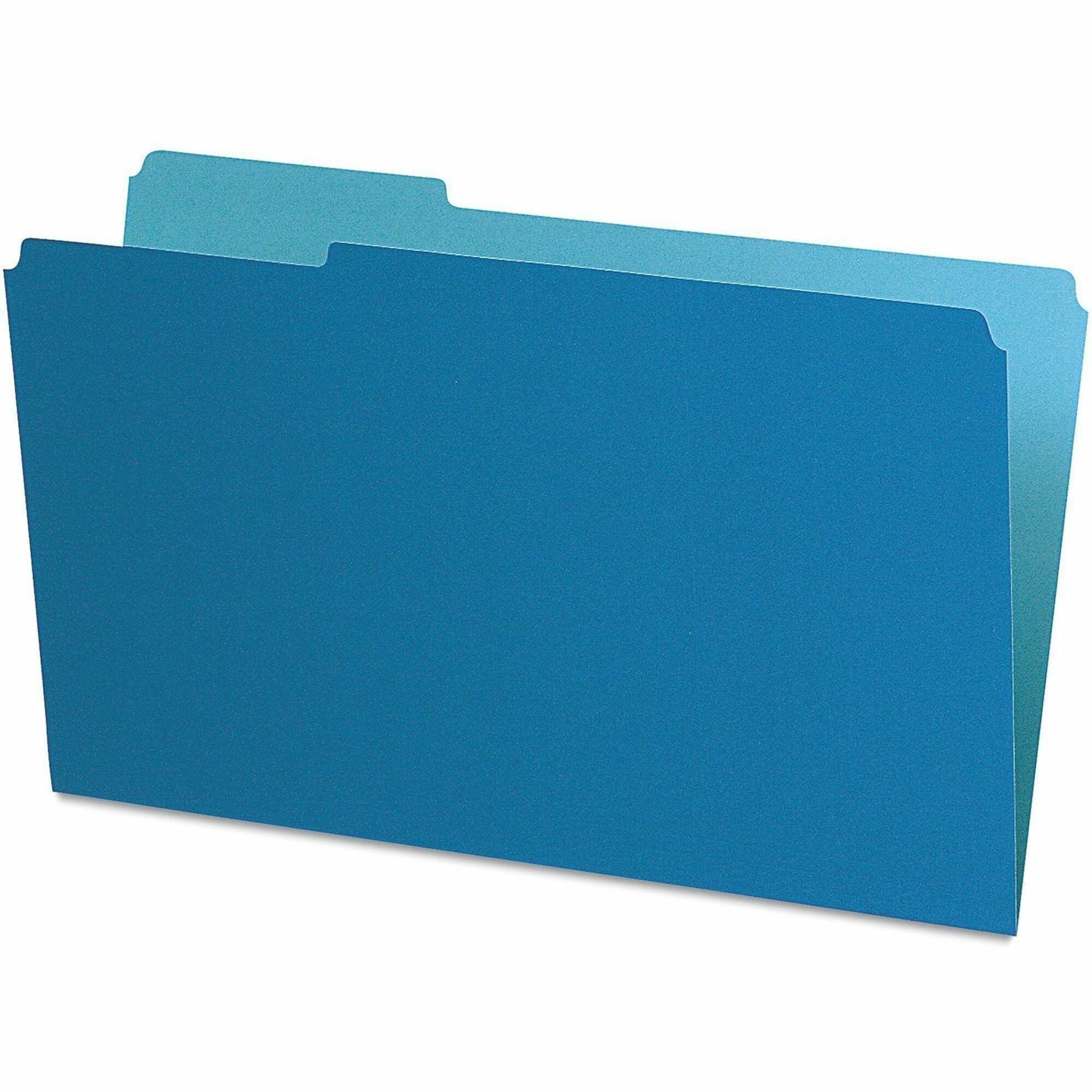 Pendaflex 1/3 Tab Cut Legal Recycled Top Tab File Folder - 8 1/2" x 14" - Blue - Acid-free - 10% Recycled - 100 / Box