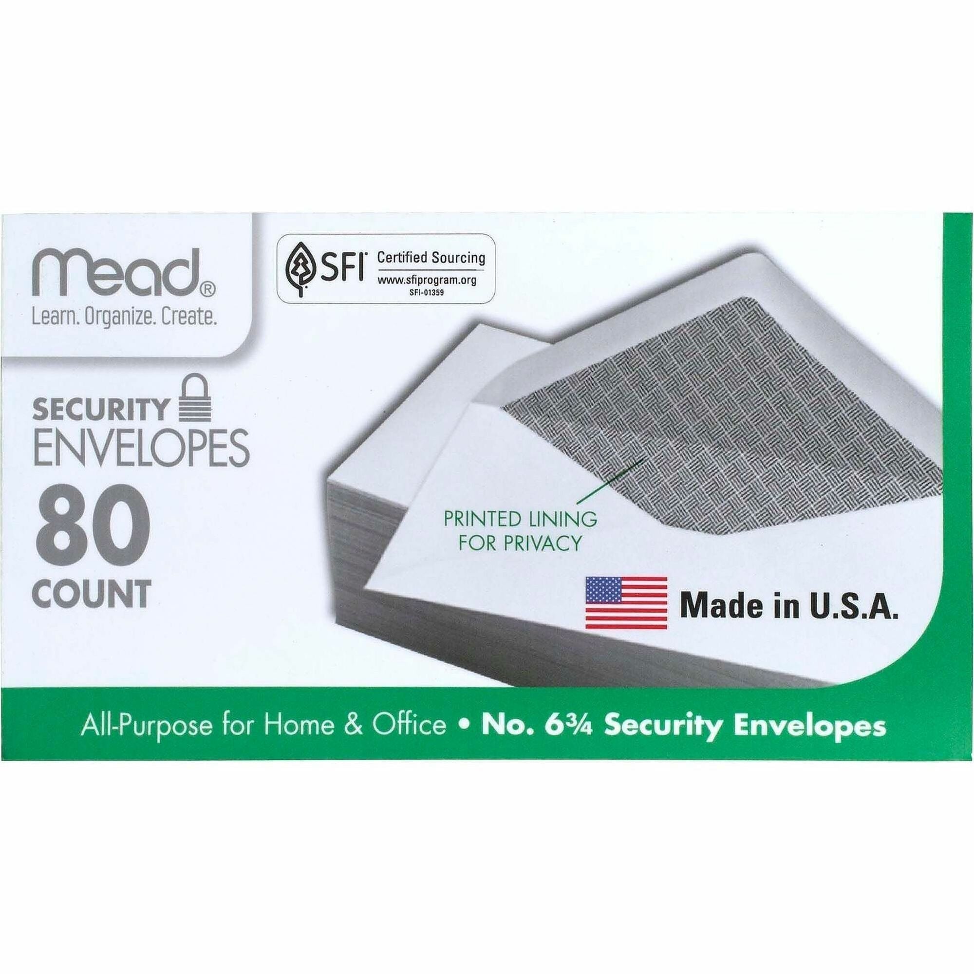 Security - #6 3/4 - 6 1/2" Width x 3 5/8" Length - 20 lb - Gummed - White - Wove - 80 / Box