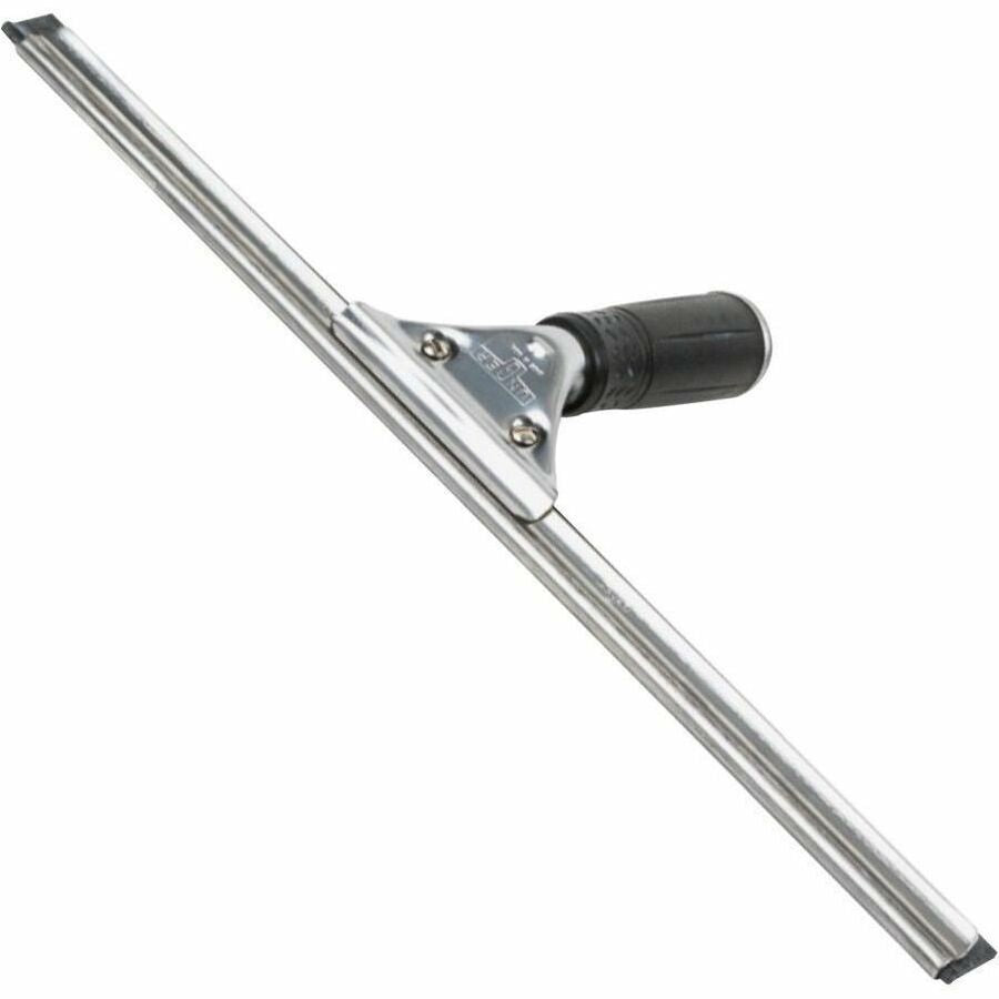 Unger 16" Pro Stainless Steel Complete Squeegee - 16" Rubber Blade - Rubber Handle - 3.5" Height x 1.5" Width x 16" Length - Ergonomic Handle, Non-slip Grip - 1Each