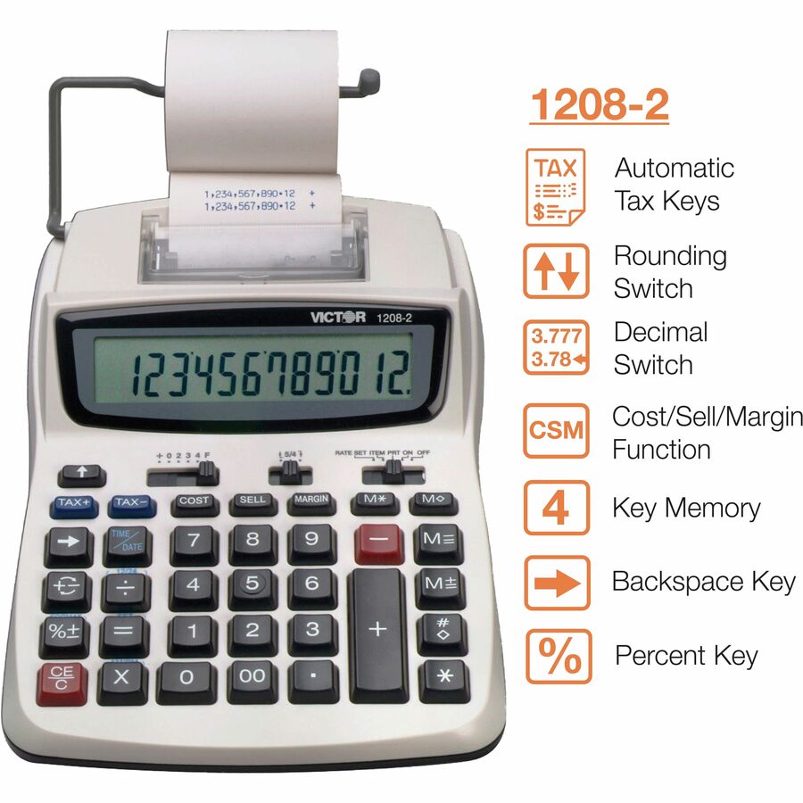 Extra Large Display, Clock, Date, Sign Change, Environmentally Friendly, Independent Memory, 4-Key Memory - AC Supply/Power Adapter Powered - 1.5" Height x 6" Width x 7.5" Depth - White - 1 Each