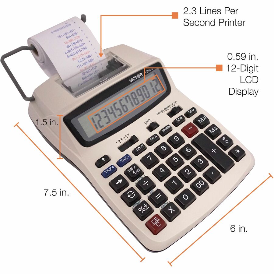 Extra Large Display, Clock, Date, Sign Change, Environmentally Friendly, Independent Memory, 4-Key Memory - AC Supply/Power Adapter Powered - 1.5" Height x 6" Width x 7.5" Depth - White - 1 Each