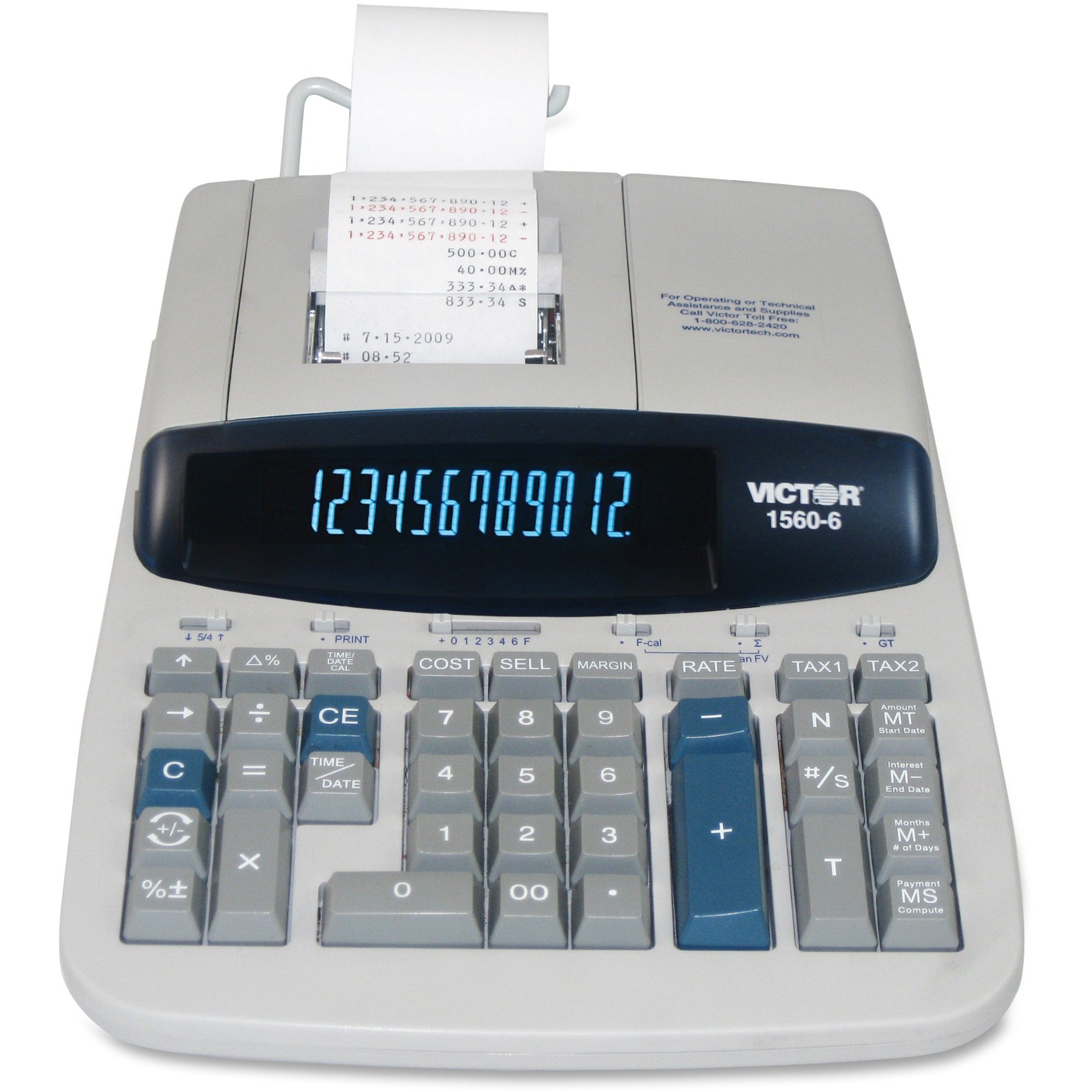 Clock, Date, Big Display, Independent Memory, Durable, Heavy Duty, Sign Change, Item Count, 4-Key Memory - AC Supply Powered - 2.8" Height x 8.8" Width x 12.5" Depth - Gray - 1 Each