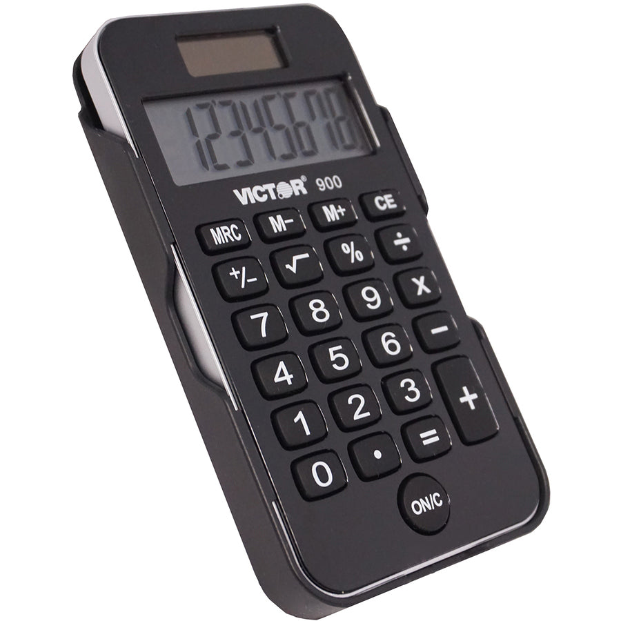 Protective Hard Shell Cover, Big Display, Independent Memory, Dual Power - 0.55" - 8 Digits - LCD - Battery/Solar Powered - 0.3" Height x 2.5" Width x 4.3" Depth - Black - Rubber - 1 Each