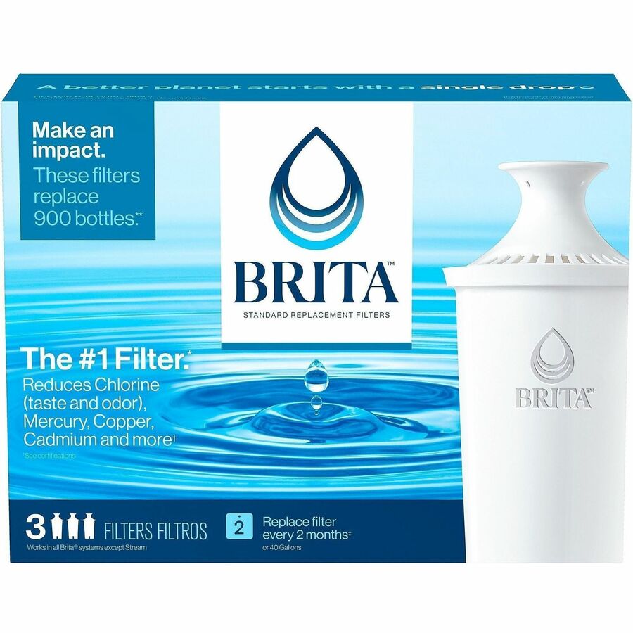 Brita Replacement Water Filter for Pitchers - Pitcher - 40 gal Filter Life (Water Capacity)2 Month Filter Life (Duration) - 1 Pack - Blue, White