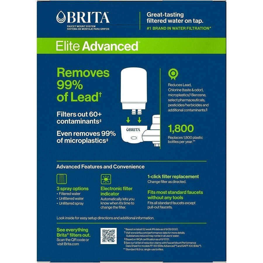 Faucet - 100 gal Filter Life (Water Capacity) - 1 Each - White, Blue