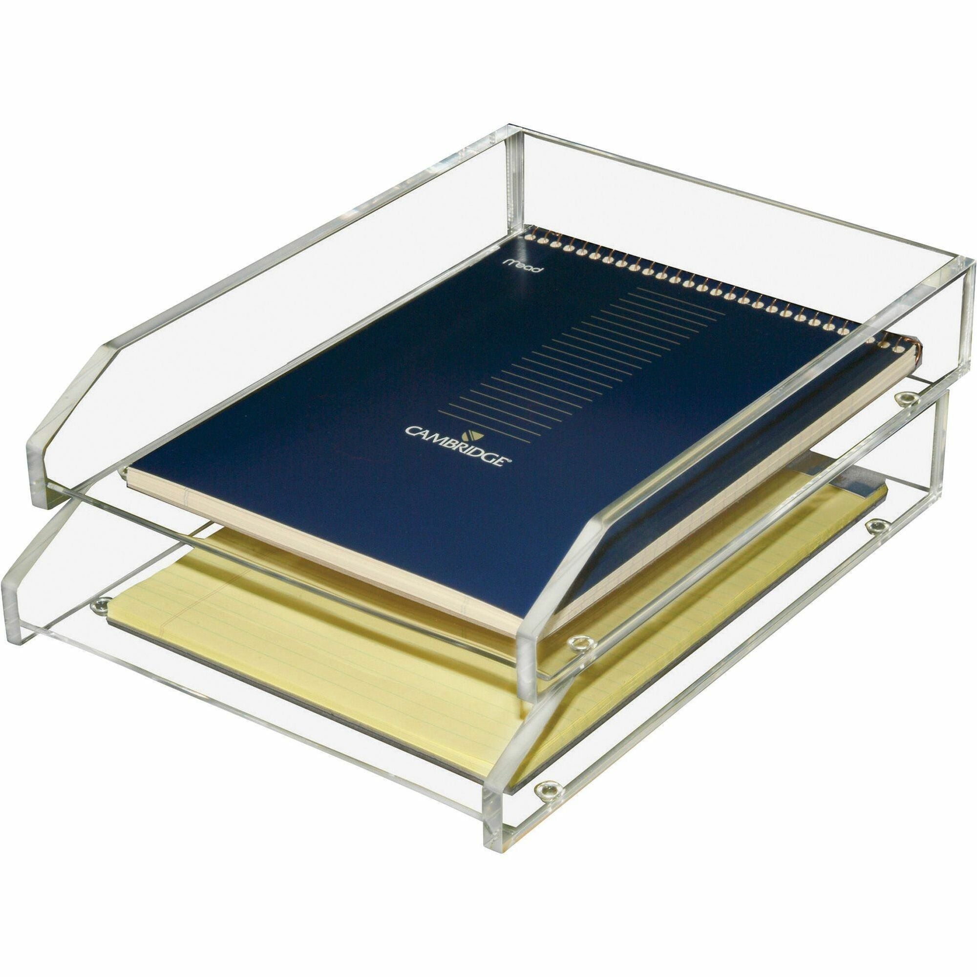 2 Tier(s) - 2.50" Height x 10.50" Width x 13.75" Depth - Desktop - Non-skid Base - Clear - Acrylic - 1 Set