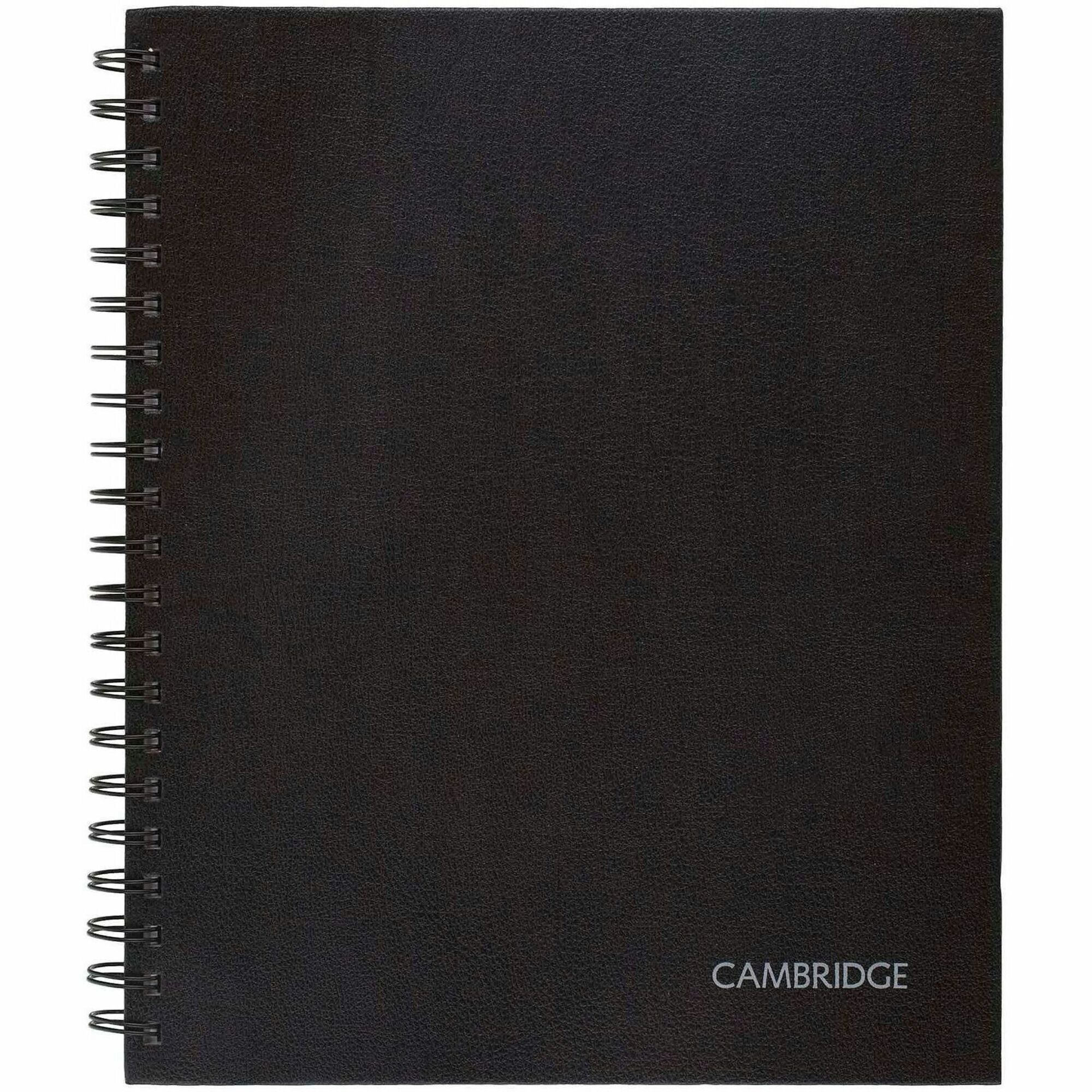 96 Sheets - Wire Bound - 0.28" Ruled - 20 lb Basis Weight - Letter - 8 1/2" x 11" Sheet Size - White Paper - Black Linen Cover - Pocket, Tab, Bond Paper, Perforated, Bleed-free - 1 Each