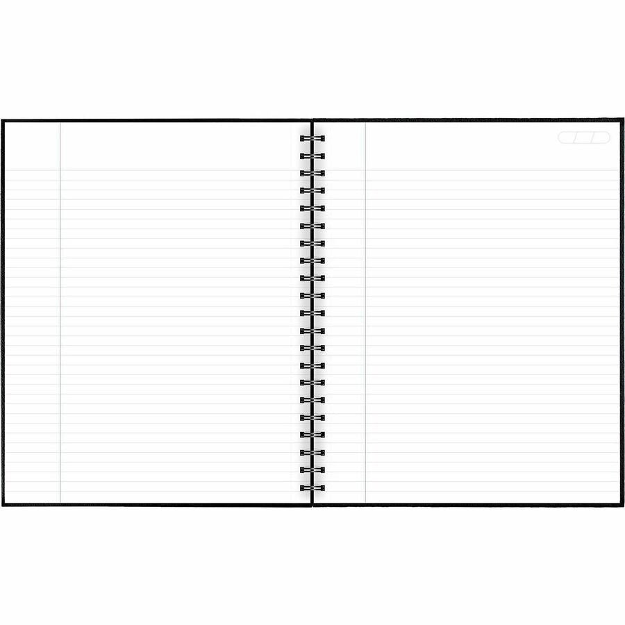 96 Sheets - Wire Bound - 0.28" Ruled - 20 lb Basis Weight - Letter - 8 1/2" x 11" Sheet Size - White Paper - Black Linen Cover - Pocket, Tab, Bond Paper, Perforated, Bleed-free - 1 Each
