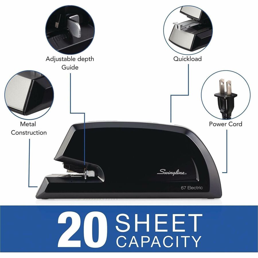 Staples Upto 20 Sheet of 20lb Paper - Holds Upto 210 Staple - Full Strip - Staple Size: 0.25" - Black - Plastic - 1 Each