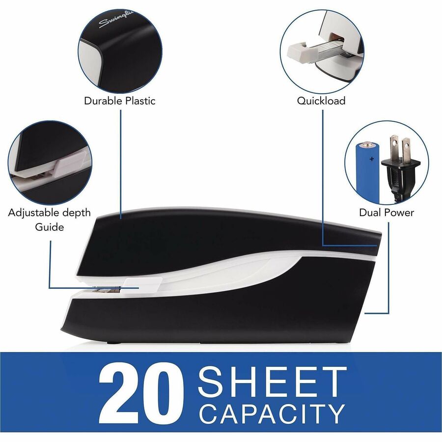 Staples Upto 20 Sheet of 20lb Paper - Holds Upto 210 Staple - Full Strip - Staple Size: 0.25" - 6 x AA - Black - Plastic - 1 Each