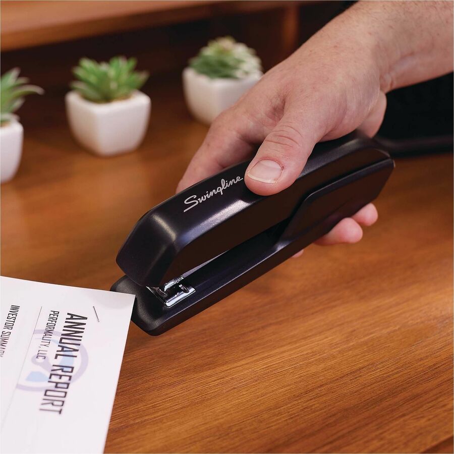 Staples Upto 15 Sheet of 20lb Paper - Holds Upto 210 Staple - Full Strip - Staple Size: 0.25" - Black - Plastic - 1 Each