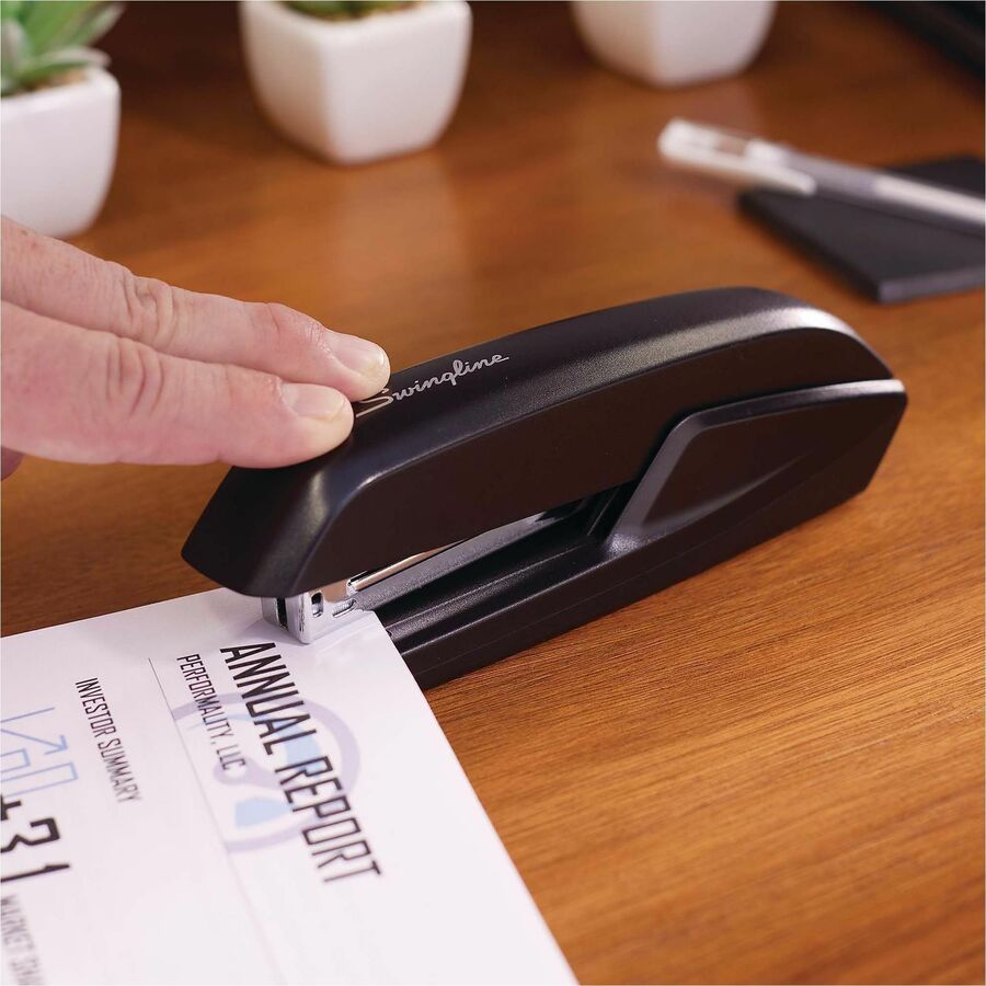 Staples Upto 15 Sheet of 20lb Paper - Holds Upto 210 Staple - Full Strip - Staple Size: 0.25" - Black - Plastic - 1 Each