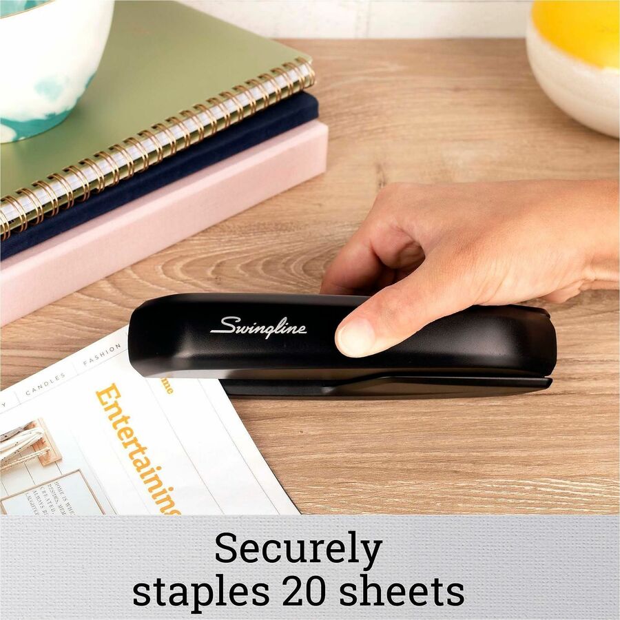 Staples Upto 15 Sheet of 20lb Paper - Holds Upto 210 Staple - Full Strip - Staple Size: 0.25" - Black - Plastic - 1 Each