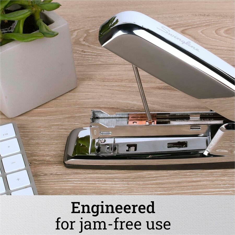 Staples Upto 25 Sheet of 20lb Paper - Holds Upto 210 Staple - Full Strip - Staple Size: 0.25" - Silver Chrome - Metal, Die-cast - 1 Each