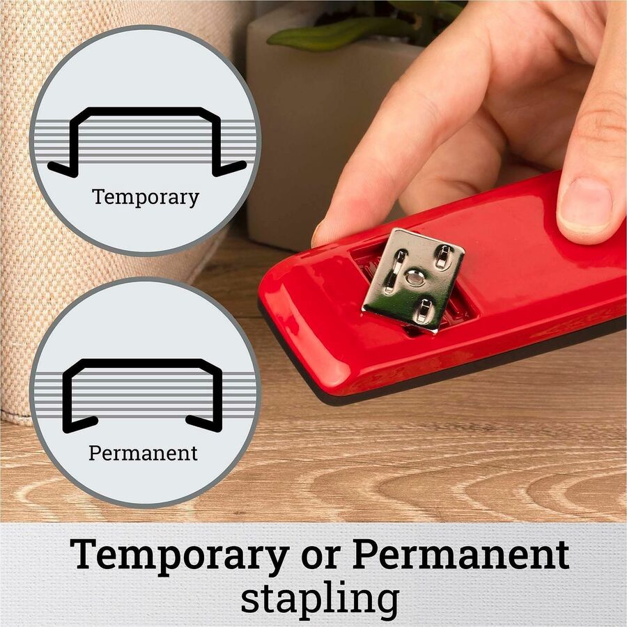 Staples Upto 25 Sheet of 20lb Paper - Holds Upto 210 Staple - Full Strip - Staple Size: 0.25" - Rio Red - Metal, Die-cast - 1 Each
