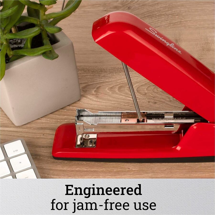 Staples Upto 25 Sheet of 20lb Paper - Holds Upto 210 Staple - Full Strip - Staple Size: 0.25" - Rio Red - Metal, Die-cast - 1 Each