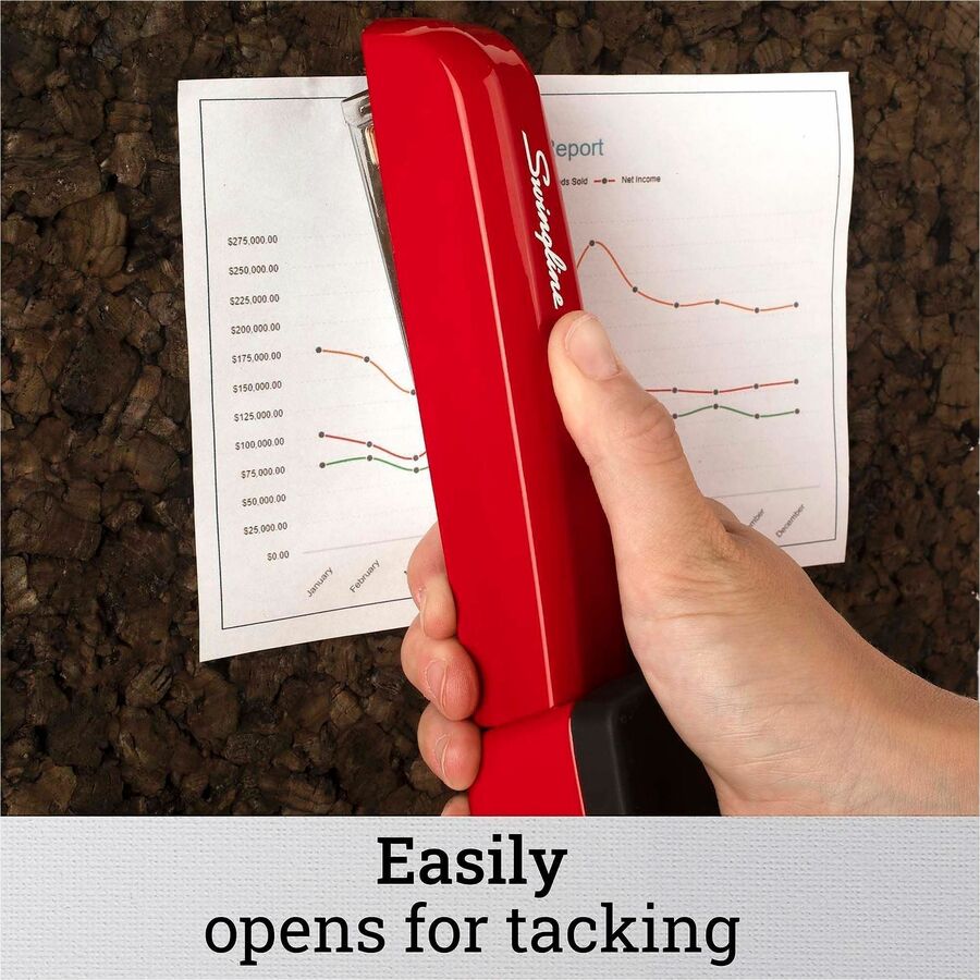 Staples Upto 25 Sheet of 20lb Paper - Holds Upto 210 Staple - Full Strip - Staple Size: 0.25" - Rio Red - Metal, Die-cast - 1 Each