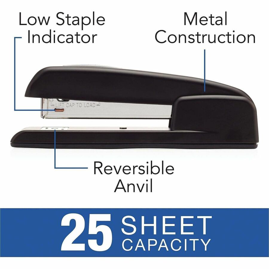 Swingline 747 Business Stapler - Staples Upto 25 Sheet of 20lb Paper - Holds Upto 210 Staple - Full Strip - Staple Size: 0.25" - 3.62" Throat Depth - Black - Metal, Die-cast - 1 Each