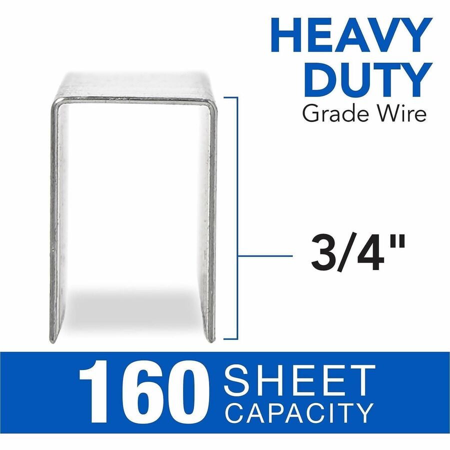 Swingline Premium Heavy-Duty Staples - Heavy Duty - 3/4" Leg - Holds 160 Sheet(s) - for Paper - Chisel Point - Silver - 100 Per Strip - 1000 / Box