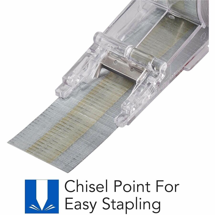 Premium - 3/8" Leg - Holds 70 Sheet(s) - for Paper - Chrome - 5000 Per Cartridge - 5000 / Box