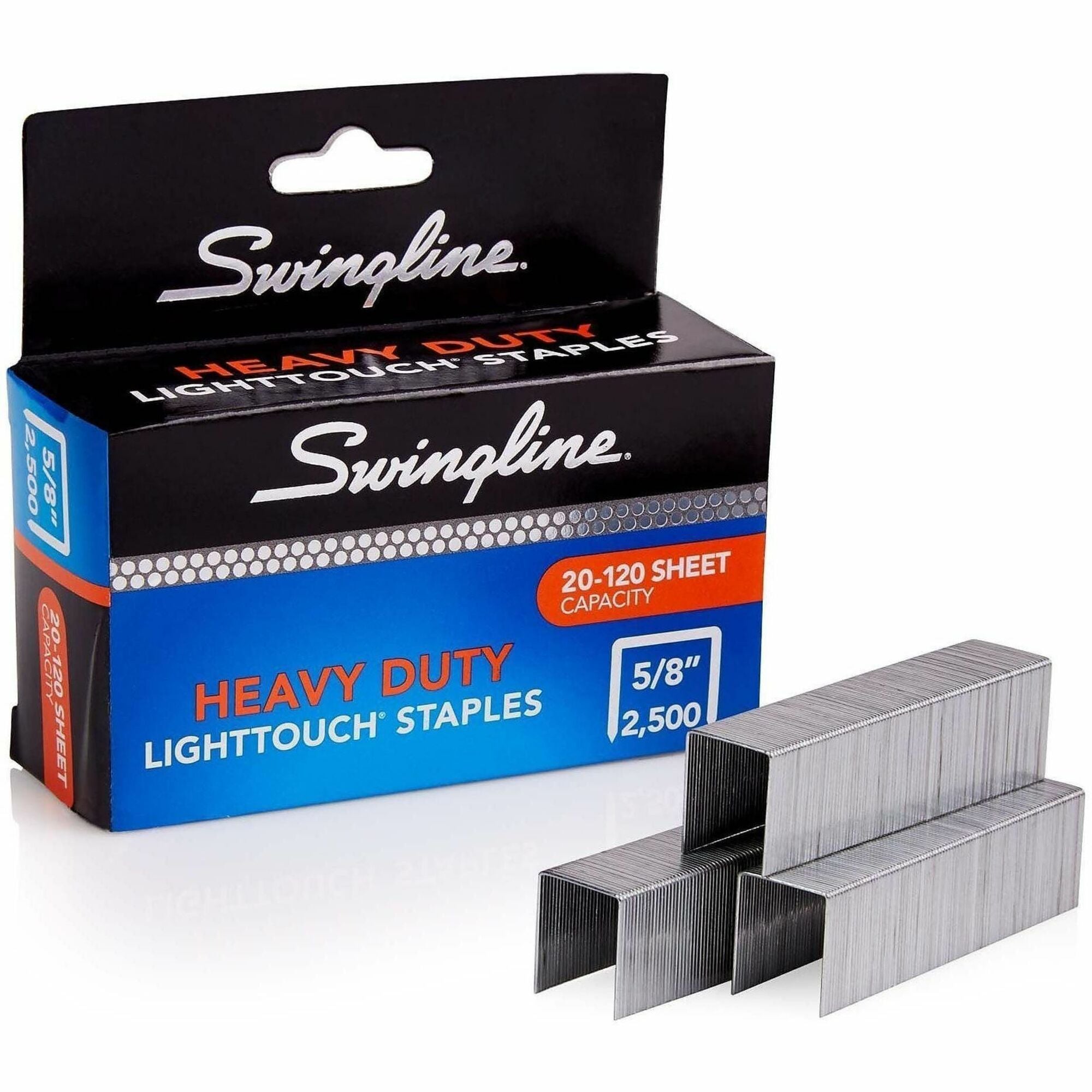 Heavy Duty - 5/8" Leg - Holds 120 Sheet(s) - Heavy Duty, Chisel Point - 100 Per Strip - 2500 / Box