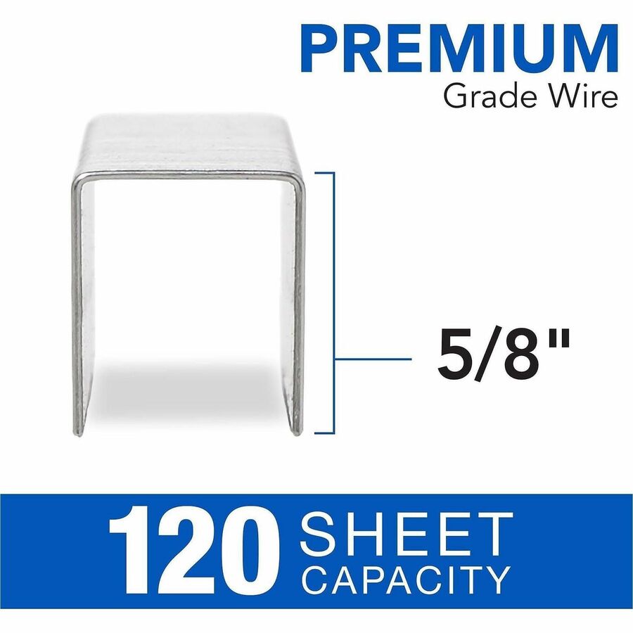 Heavy Duty - 5/8" Leg - Holds 120 Sheet(s) - Heavy Duty, Chisel Point - 100 Per Strip - 2500 / Box