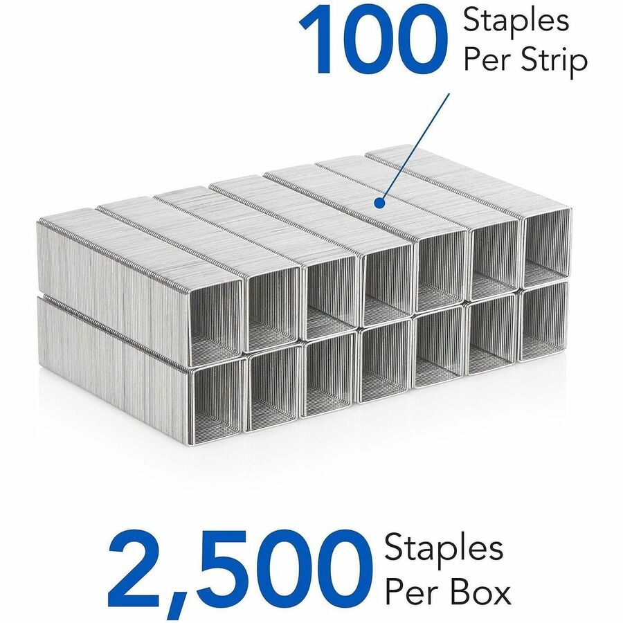 Heavy Duty - 5/8" Leg - Holds 120 Sheet(s) - Heavy Duty, Chisel Point - 100 Per Strip - 2500 / Box