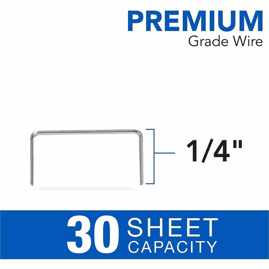 Standard - 1/4" Leg - Holds 30 Sheet(s) - for Paper - Chisel Point - 5000 Per Cartridge - 1 Box