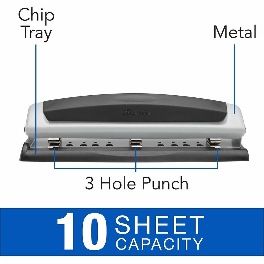 3 Punch Head(s) - 10 Sheet - 9/32" Punch Size - Metal - Black, Silver