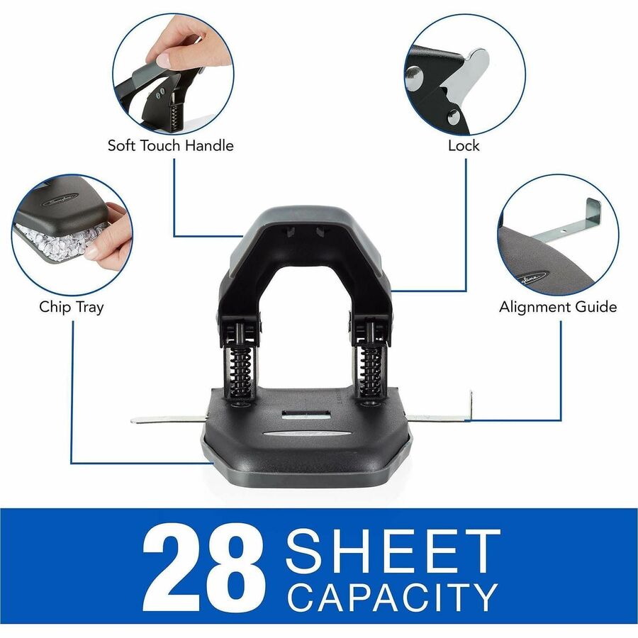 2 Punch Head(s) - 28 Sheet - 1/4" Punch Size - Black, Gray