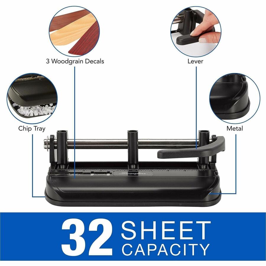 7 Punch Head(s) - 32 Sheet - 9/32" , 11/32" , 13/32" Punch Size - Metal - Black