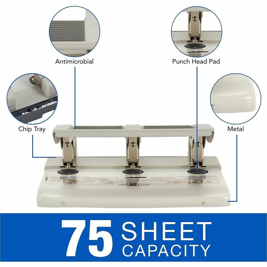 3 Punch Head(s) - 75 Sheet - 9/32" Punch Size - Gray
