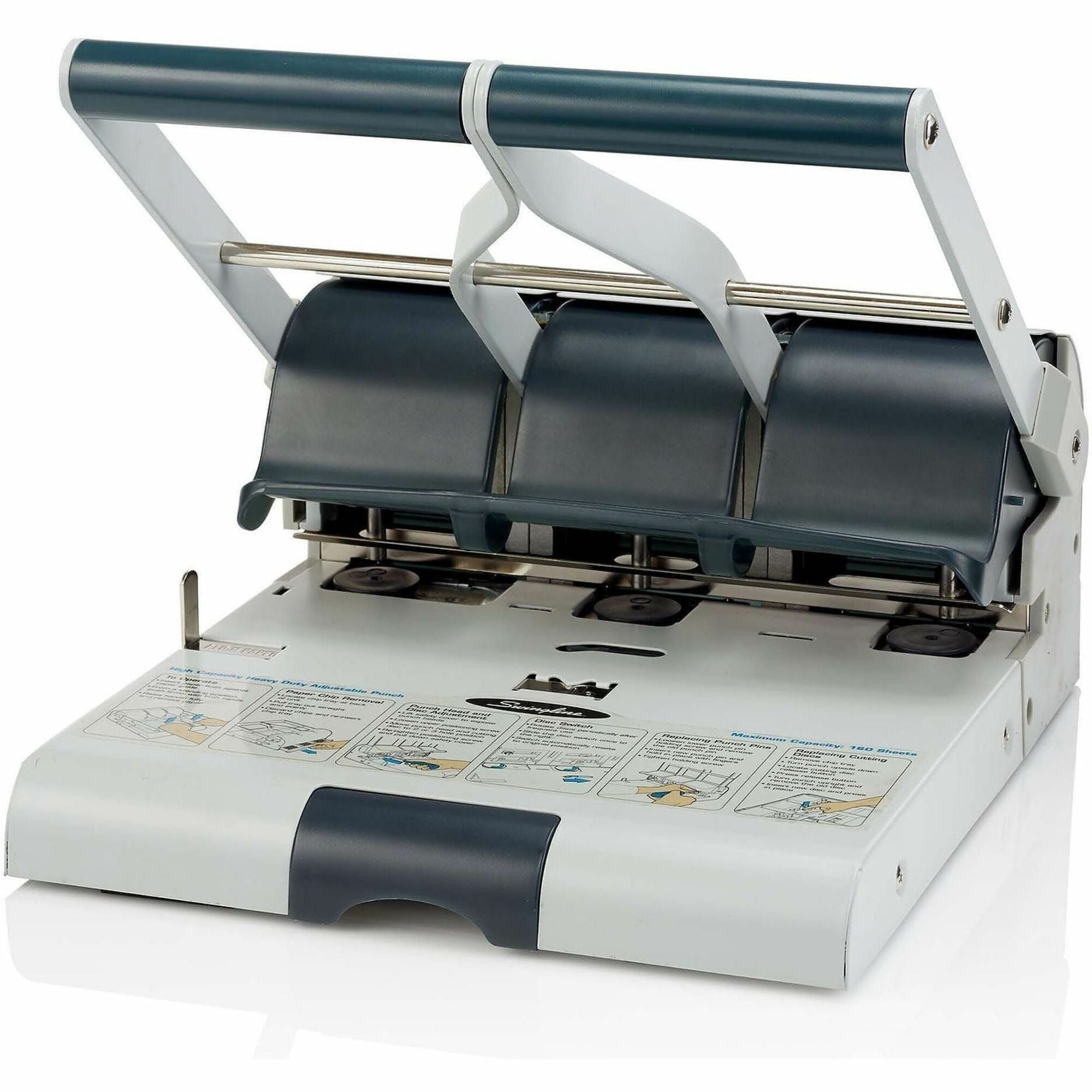 3 Punch Head(s) - 160 Sheet - 9/32" , 11/32" Punch Size - Metal - Gray